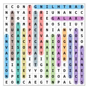 Alien Life Word Search Solution