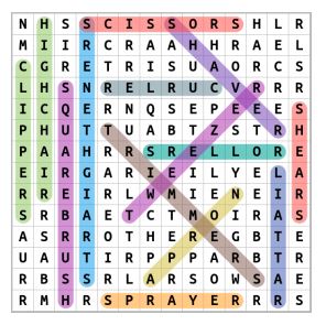 Beauty Salon Equipment Word Search Solution