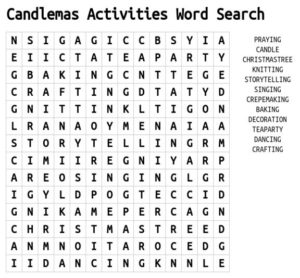 Candlemas Activities Word Search 