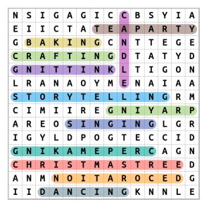 Candlemas Activities Word Search Solution