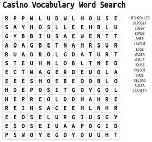 Casino Vocabulary Word Search Solution