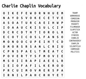 Charlie Chaplin Vocabulary Word Search 