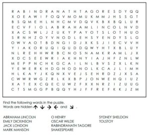 Famous Authors Word Search 
