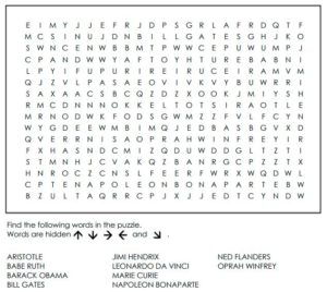 Famous Lefthanders Word Search 