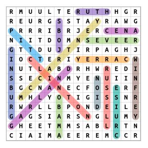 Famous Lefties' Last names Word Search Solution