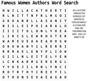 Famous Women Authors Word Search 