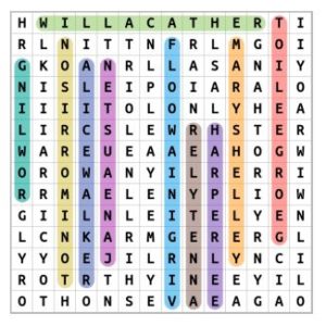 Famous Women Authors Word Search Solution