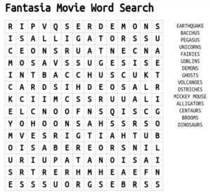 Fantasia Movie Word Search