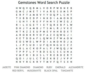 Gemstone Word Search Puzzle