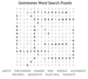 Gemstones Word Search Puzzle Solution