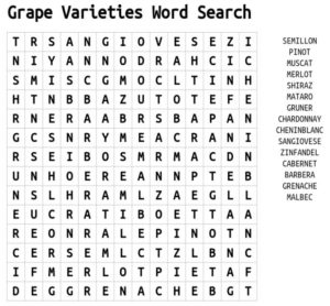 Grape Varieties Word Search 