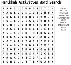 Hanukkah Activities Word Search 