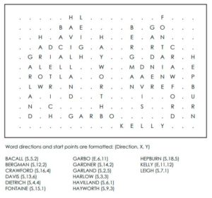 Hollywood Divas Last Names Word Search Solution