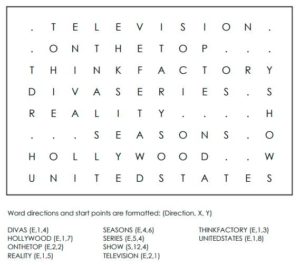 Hollywood Divas Word Search Solution