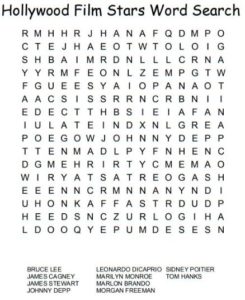 Hollywood Film Stars Word Search 