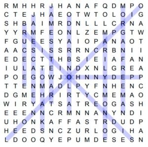 Hollywood Film Stars Word Search Solution