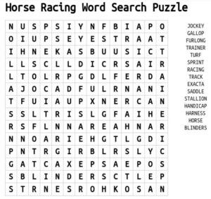 Horse Racing Word Search