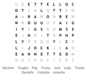 Lady And The Tramp Dog Characters Word Search Solution