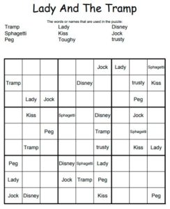 Lady And The Tramp Word Sudoku