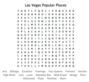 Las Vegas Popular Places Word Search 