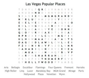 Las Vegas Popular Places Word Search Solution