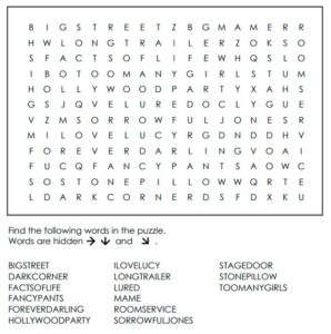 Lucille Ball Performances Word Search 