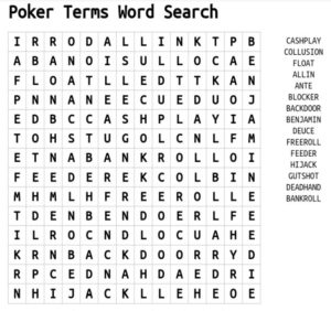 Poker Terms Word Search