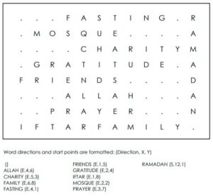 Ramadan Vocabulary Word Search Solution