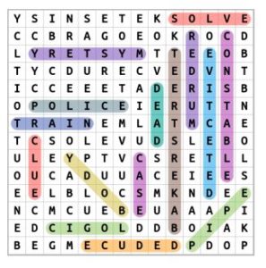 Sherlock Holmes Vocabulary Word Search Solution