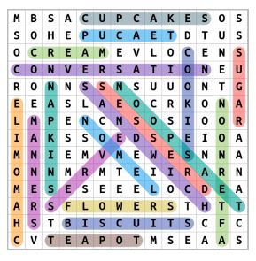 tea Party Word Search Solution