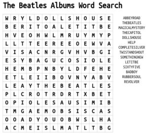 The Beatles Albums Word Search 