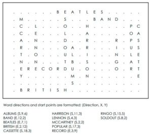 The Beatles Vocabulary Word Search For Kids 