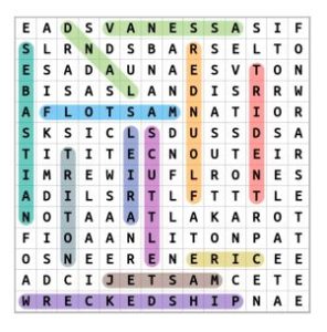 The Little Mermaid Word Search Solution