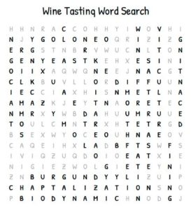Wine Tasting Word Search Solution