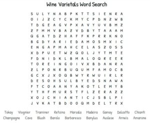 Wine varietals Word Search 