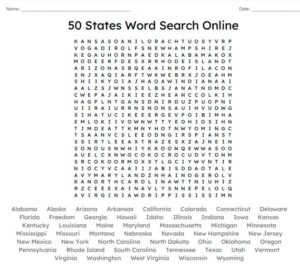 50 States Word Search Online