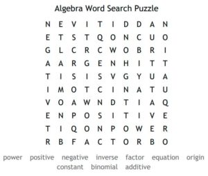 Algebra Word Search Puzzle 