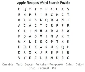 Apple Recipes Word Search Puzzle