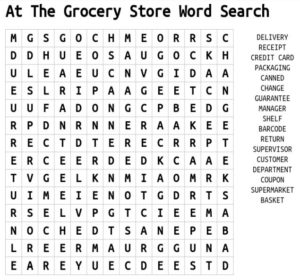 At The Grocery Store Word Search 