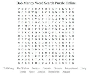 Bob Marley Word Search Puzzle Online