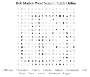 Bob Marley Word Search Puzzle Online Solution