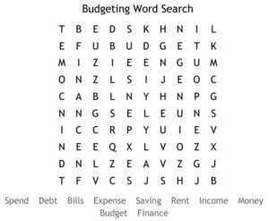 Budgeting Word Search