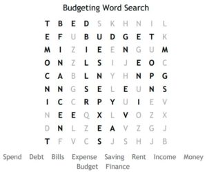 Budgeting Word Search Solution