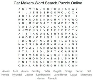Car Makers Word Search Puzzle Online