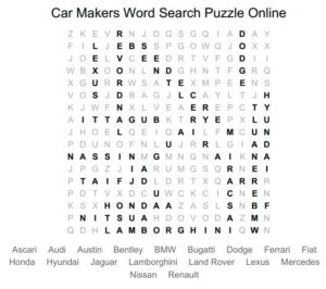 Car Makers Word Search Puzzle Online
