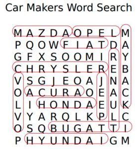 Car Makers Word Search Solution