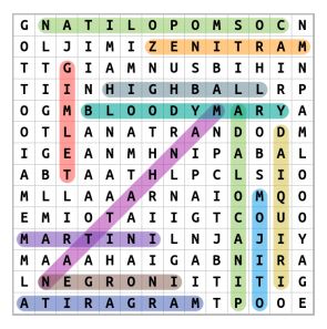 Cocktails Word Search Puzzle Online Solution
