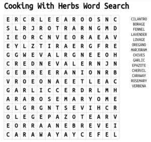 Cooking With Herbs Word Search