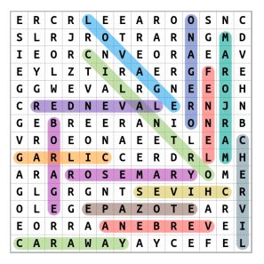 Cooking With Herbs Word Search Solution