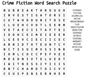 Crime Fiction Word Search Puzzle